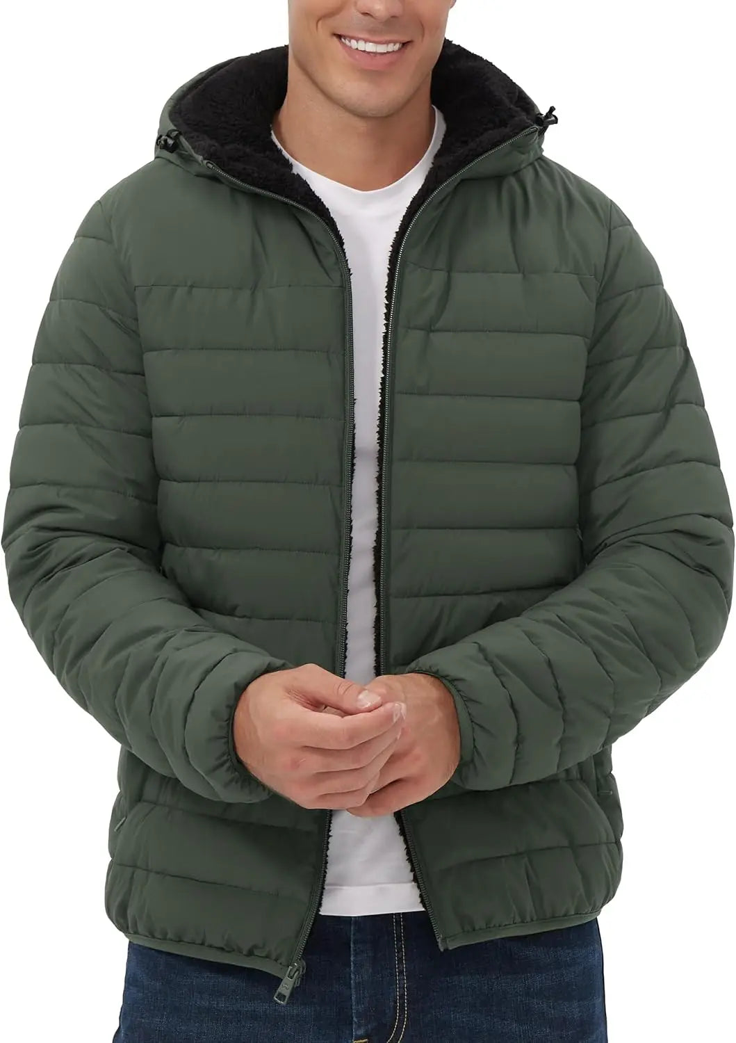 Pioneer Camp Men's Sherpa Lined Hooded Winter Puffer Parka