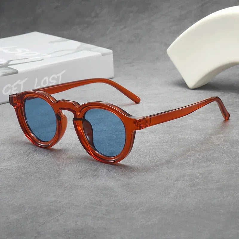 Chuban Round Sunglasses UV400 Clear Lens Women Men Punk Style