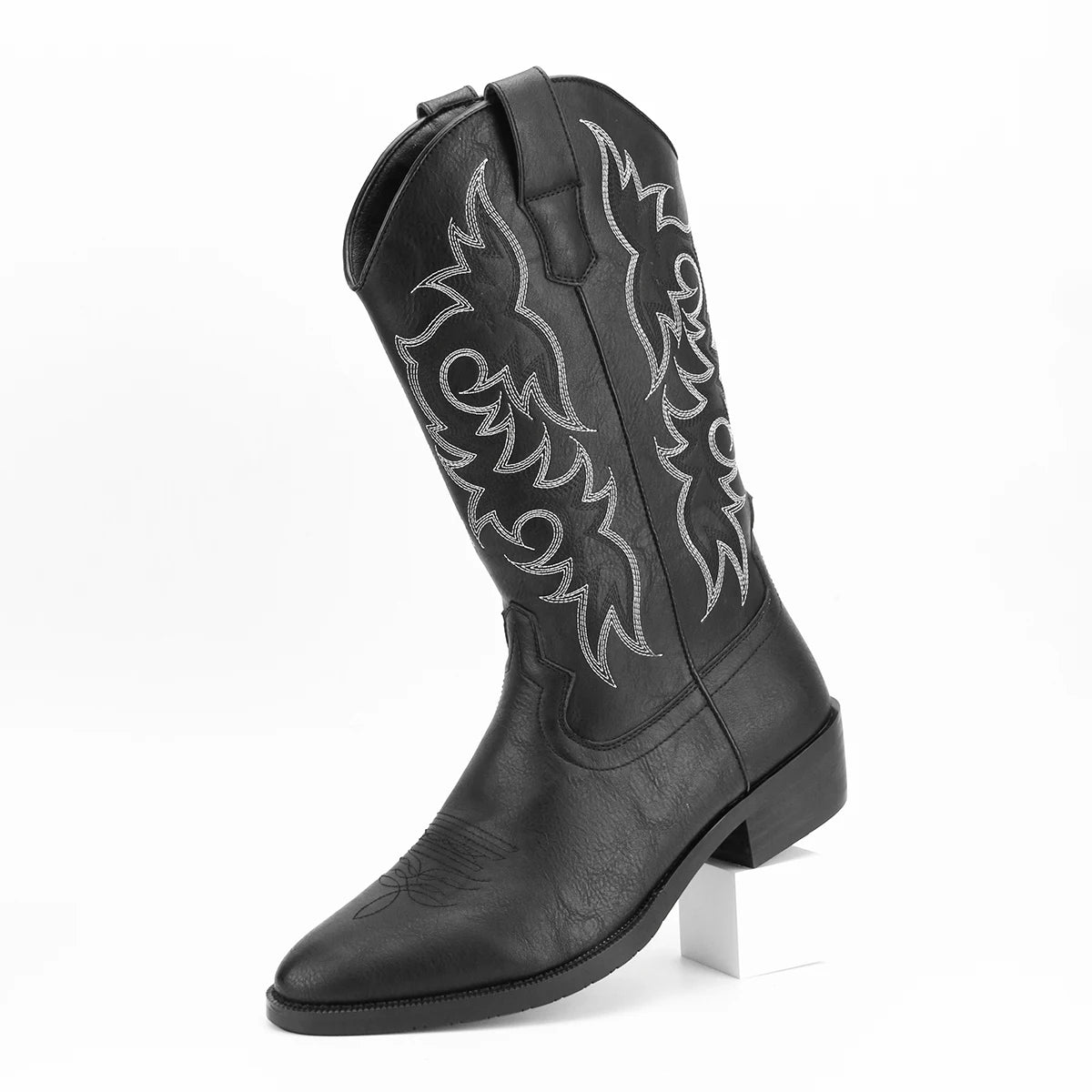 Mens Embroidered Western Desert Cowboy Boots PU Insole