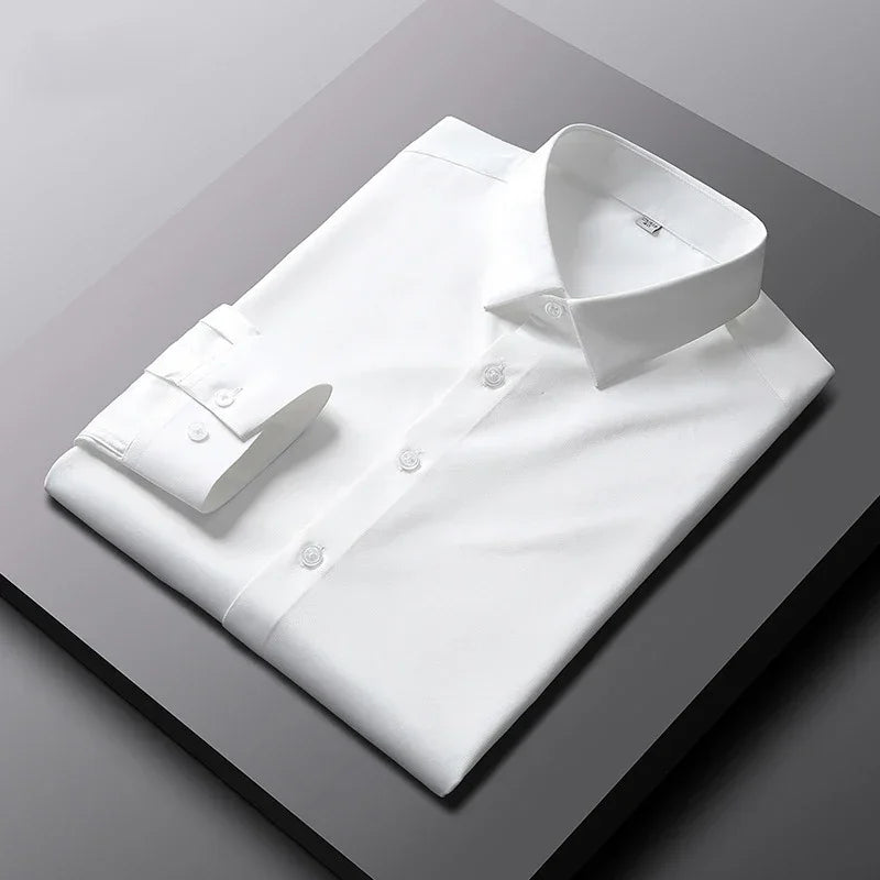 Men's Casual Long Sleeve Solid Shirt Non Ironing Wrinkle Resistant