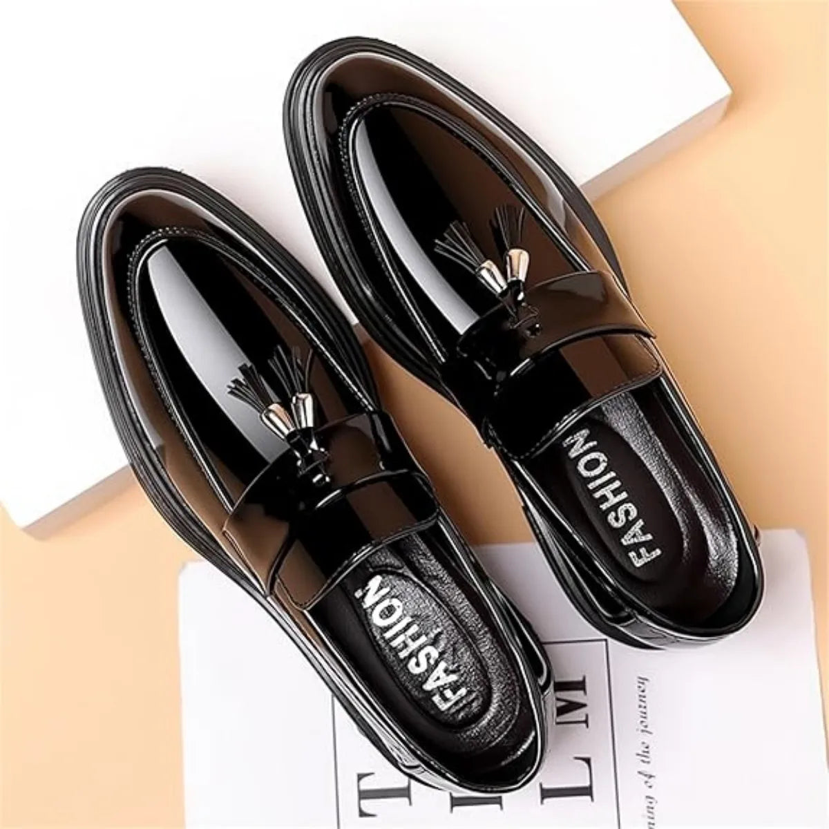 Men's Tassels High Gloss Patent Penny Slip On Loafers