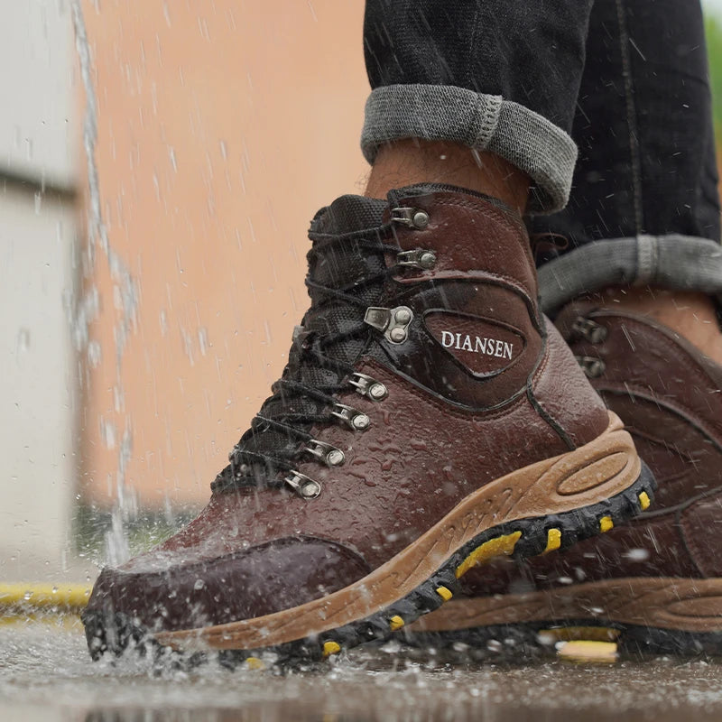 VEIGAR Waterproof Leather Work Boots for Men Indestructible Safety Shoes