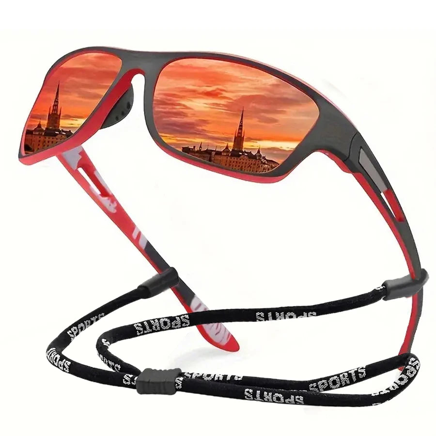 Windproof Outdoor Sports Sunglasses With Rope Strap For Cycling Use
