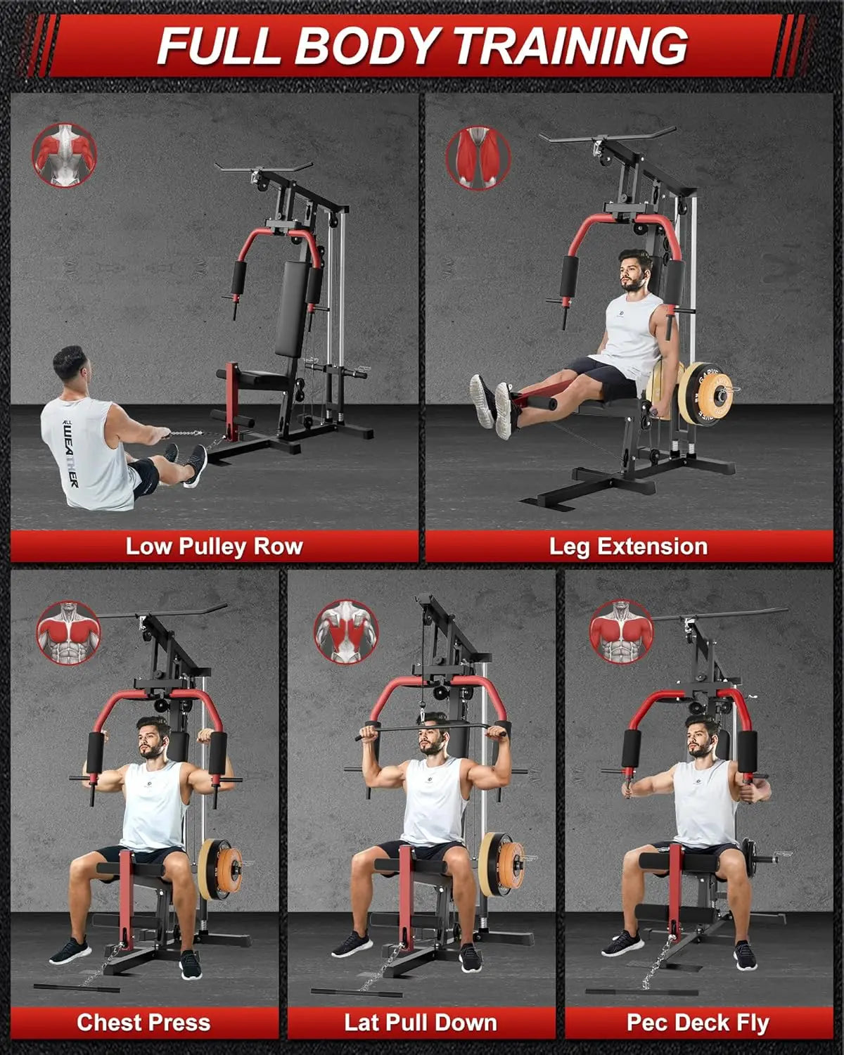 HiMISS Home Gym Machine Chest Press Lat Pulldown AllInOne