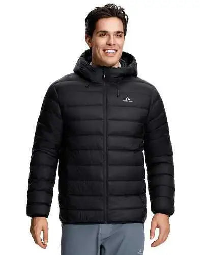 Pioneer Camp Men's Lightweight Packable Down Puffer Jacket With Hood