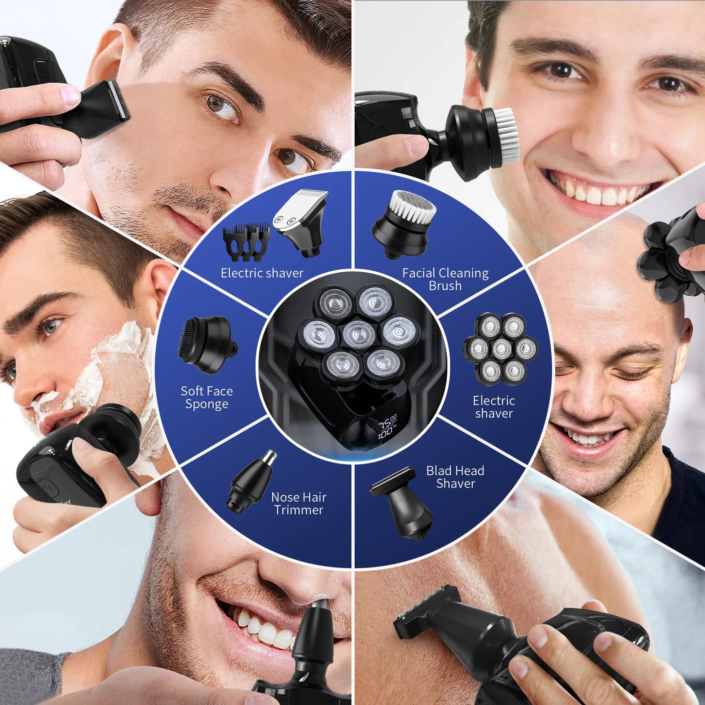 SEJOY 7D Electric Shaver For Men Wet Dry Head Razor
