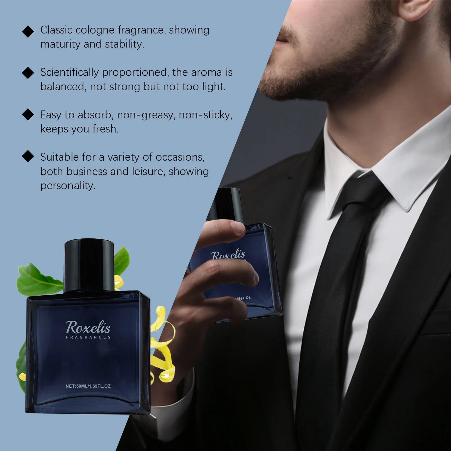 Roxelis Glamour Men Perfume Spray Bergamot Cologne Long Lasting Pheromone