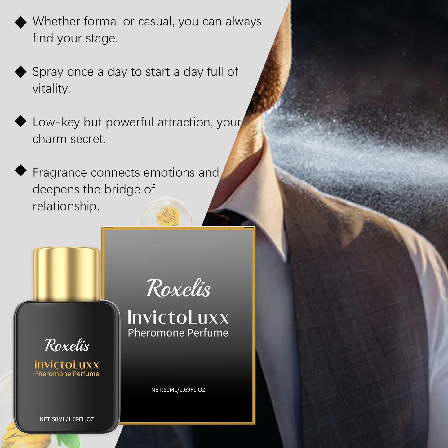 Roxelis Glamour Men Perfume Spray Bergamot Cologne Long Lasting Pheromone