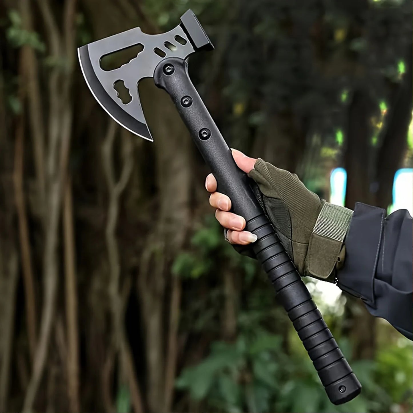 Stainless Steel Reinforced One Piece Camping Survival Axe With Sheath