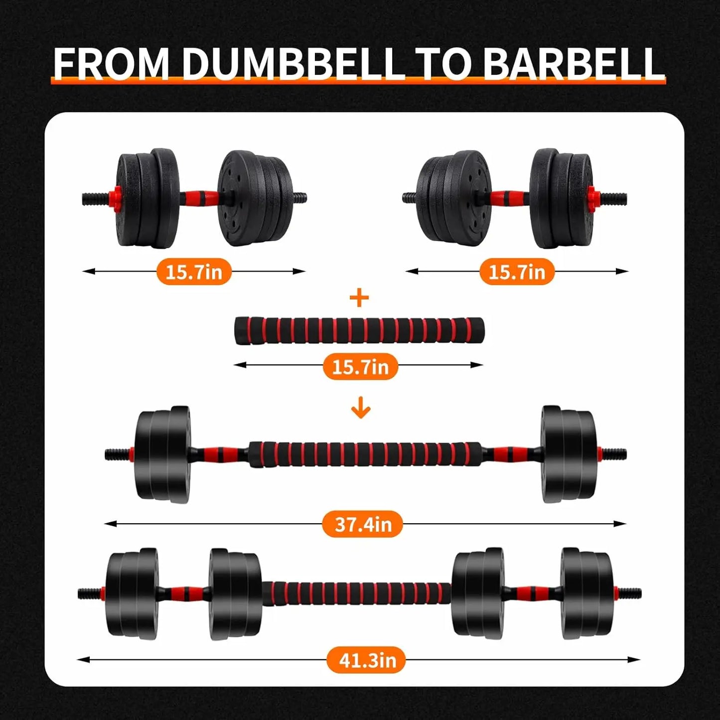 Adjustable 5 To 44 Lbs Dumbbell Barbell Set With Anti Slip Grip Home Gym