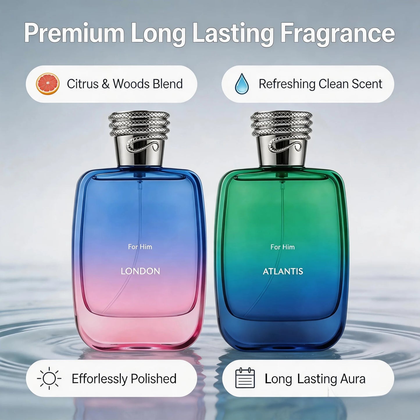 Hawas Men Eau De Parfum London Atlantis Two Scents Fresh Aquatic Woody