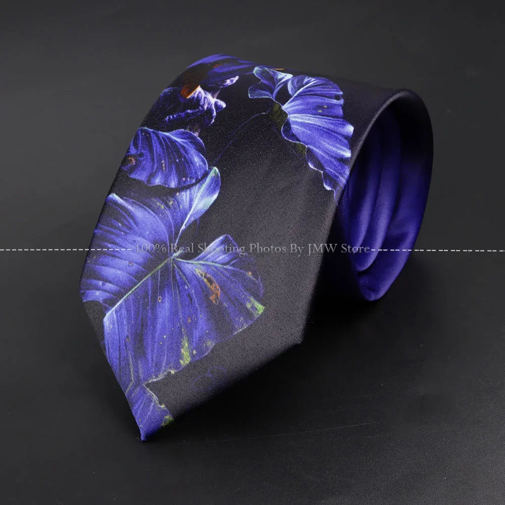 ZLQGOU Mens Polyester Graffiti Maths Fruits Animal Print Necktie