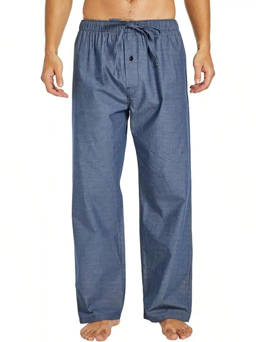 Mens 100% Cotton Plaid Woven Pajama Pants Sleep Lounge Pants
