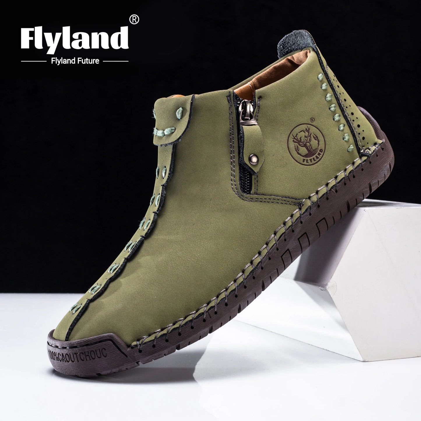 Flyland Men's Vintage Handmade Dress Chukka Boots for Casual Office