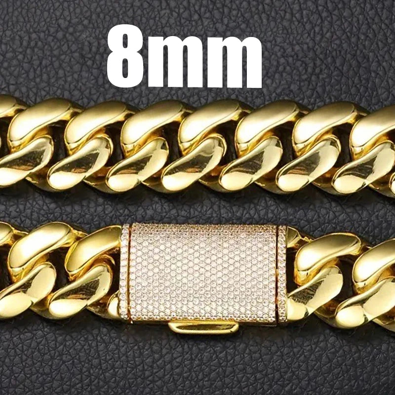 Hip Hop Bling Iced Out Gold-Plated Cuban Miami Link Necklace