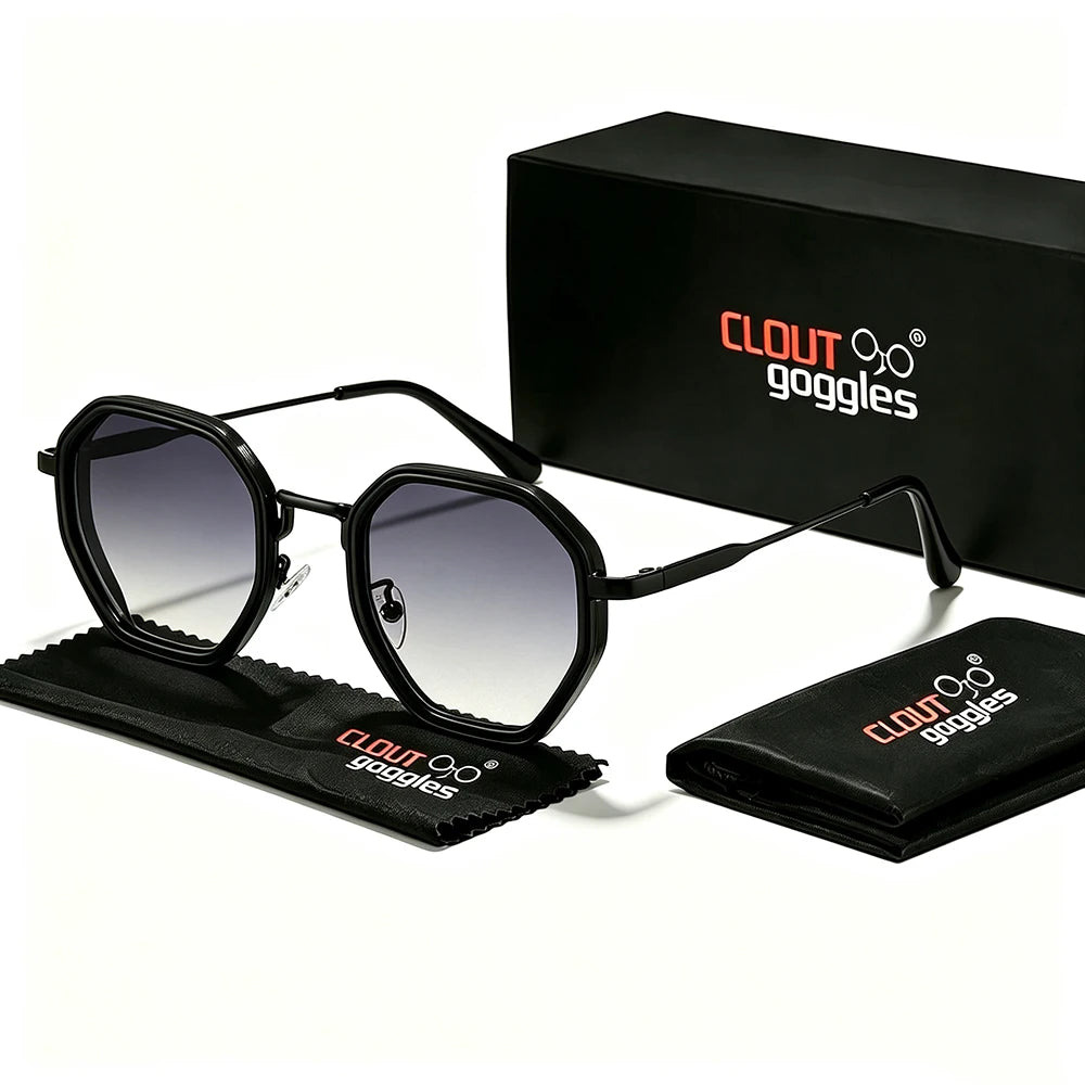 Yooske Classic Metal Polygon Sunglasses Featuring Uv400 Plastic Lenses
