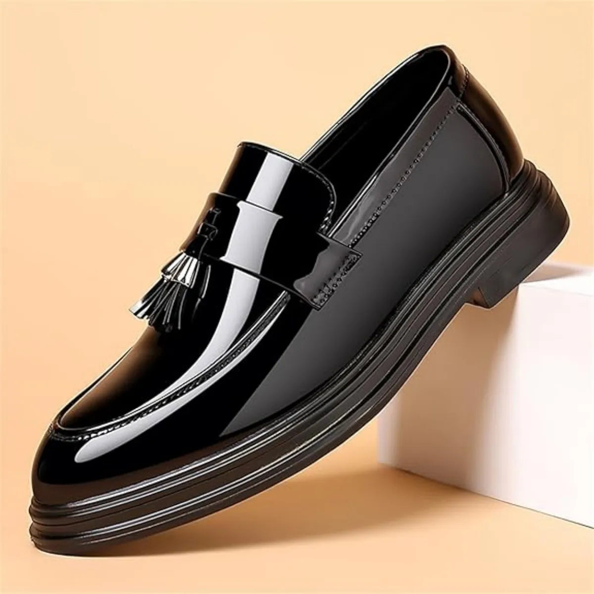 Men's Tassels High Gloss Patent Penny Slip On Loafers