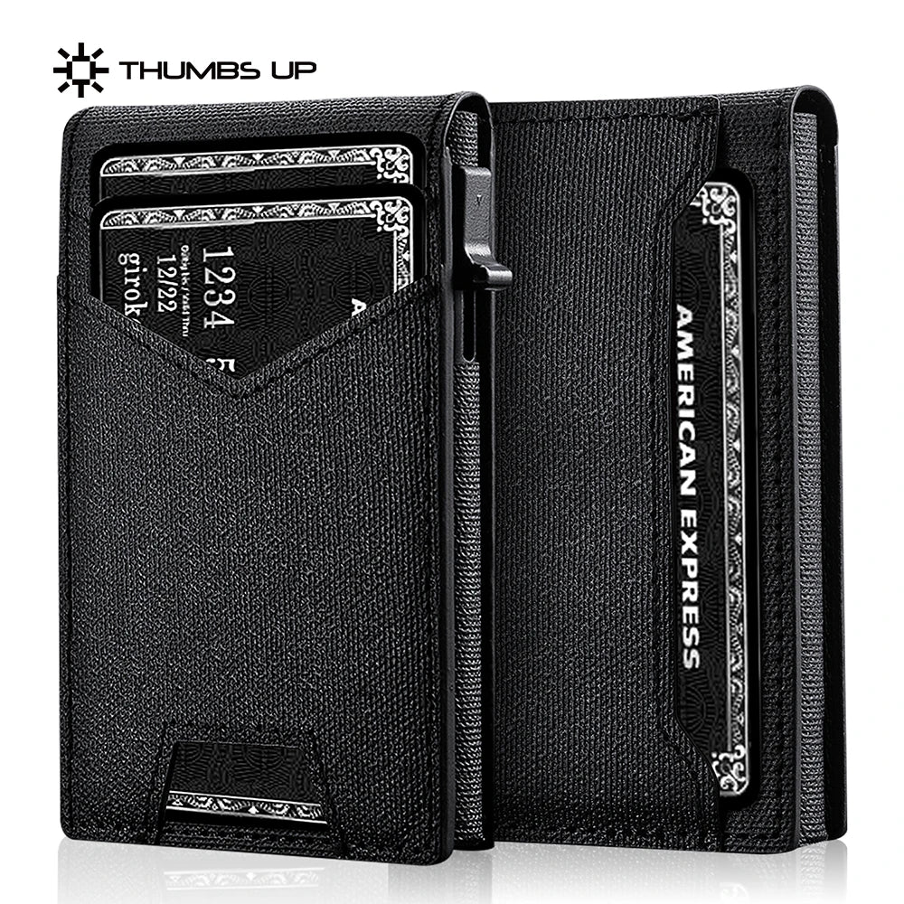 IWANTIT Minimalist Cardholder Wallet With Card Ejector RFID Blocking