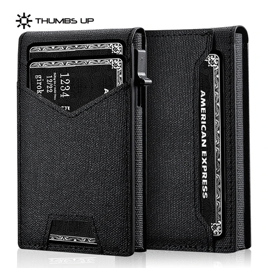 IWANTIT Minimalist Cardholder Wallet With Card Ejector RFID Blocking