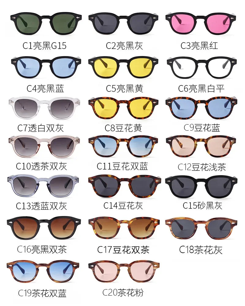 RPXBGUCKARHG Vintage Shell Round Sunglasses Unisex UV400 Rivet Design