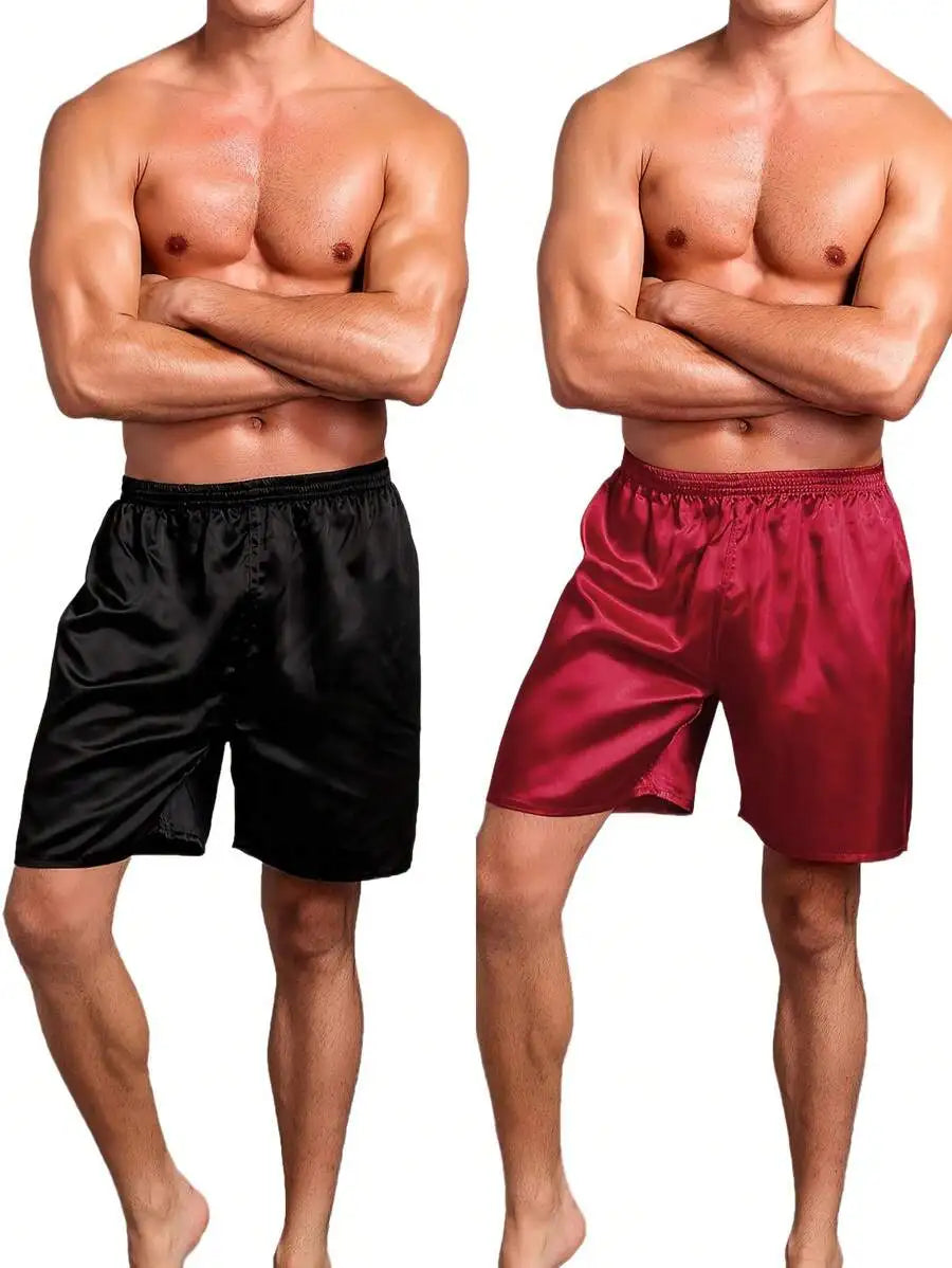 Mens Loose Ice Silk Shorts Summer Lounge Pajama Bottoms Comfortable Home Wear
