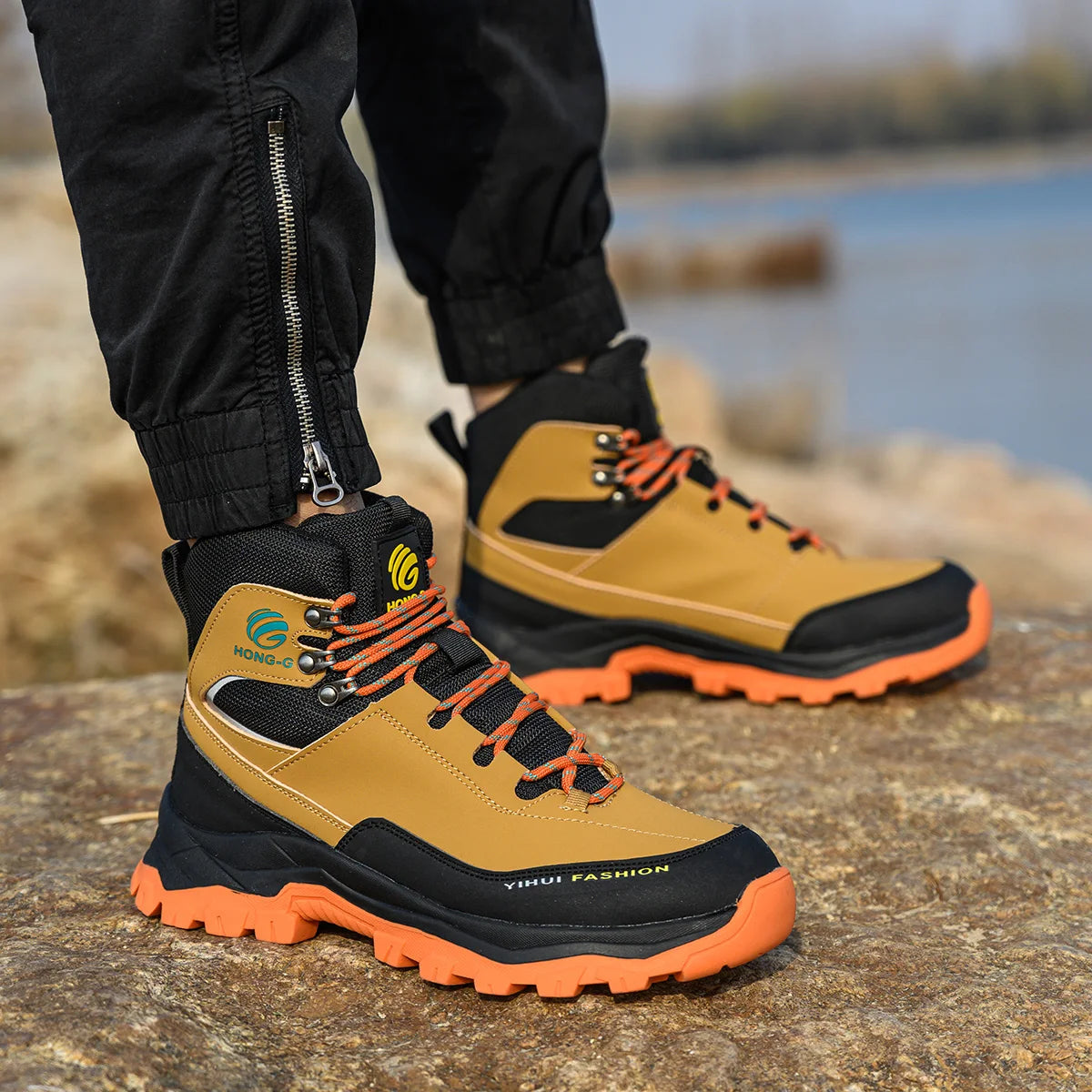 VEIGAR Leather Safety Shoes for Men Steel Toe Anti Puncture Boots