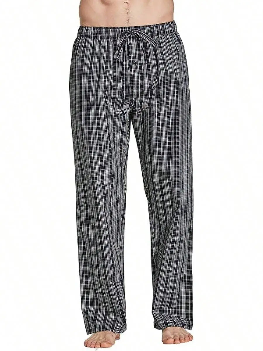 Mens 100% Cotton Plaid Woven Pajama Pants Sleep Lounge Pants