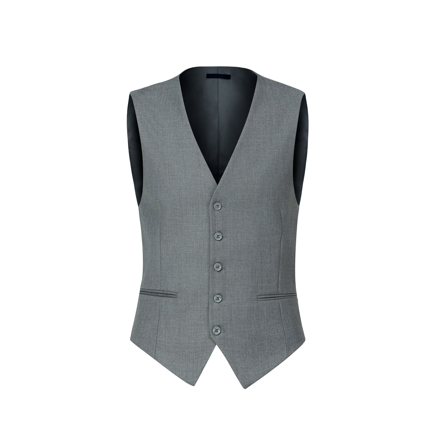 Mens Three Piece Solid Suit Set Regular Fit Button Details