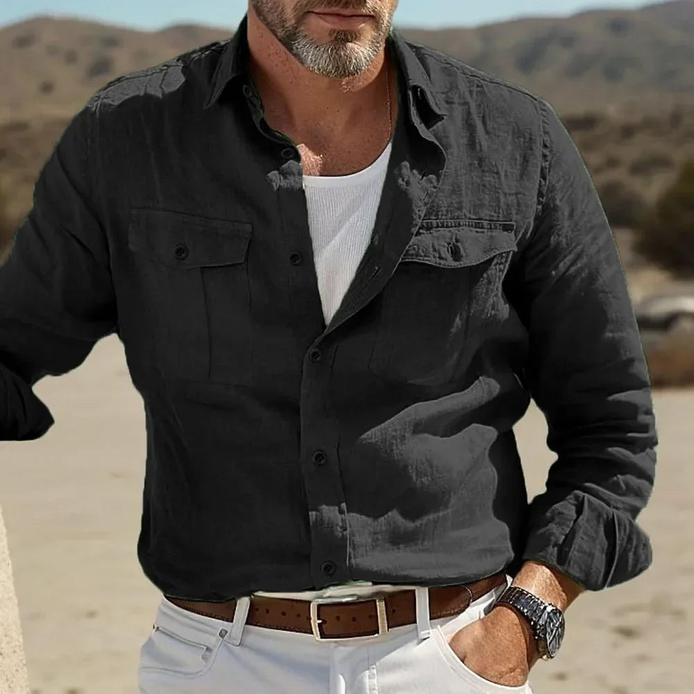 Men's Casual Cotton Linen Hawaiian Shirts Breathable Style