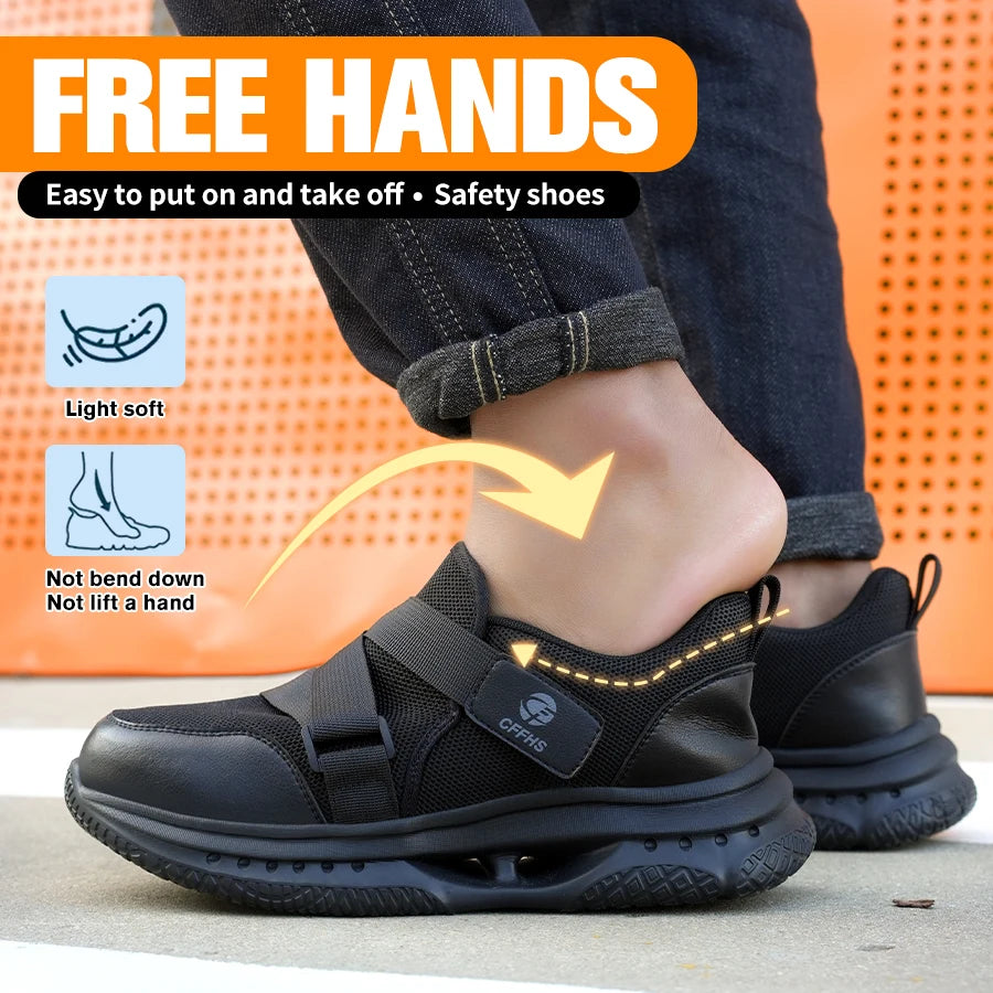 Men's Velcro-Fastened Breathable Casual Work Safety Shoes