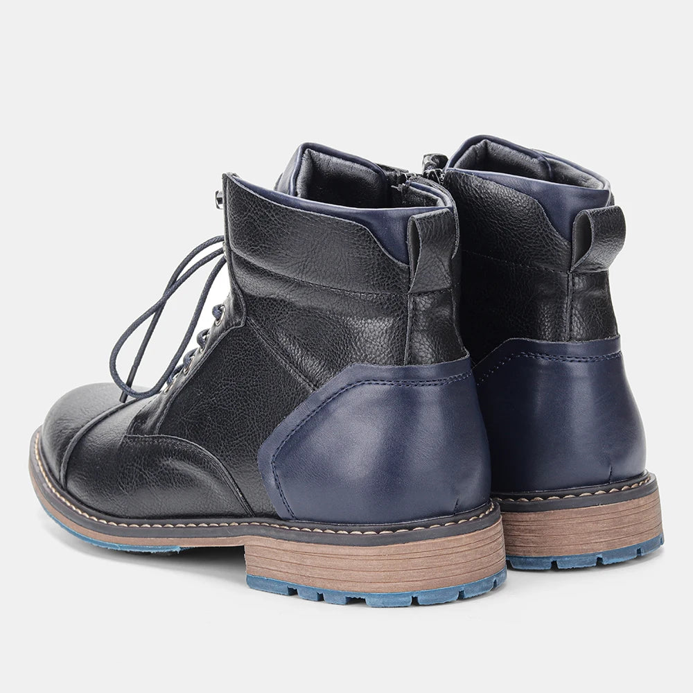Hecrafted Classical Men Ankle Boots Zipper Leather Comfort