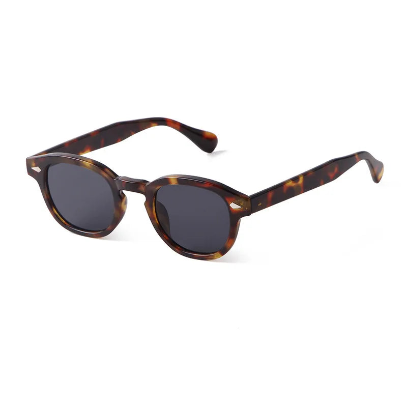 RPXBGUCKARHG Vintage Shell Round Sunglasses Unisex UV400 Rivet Design