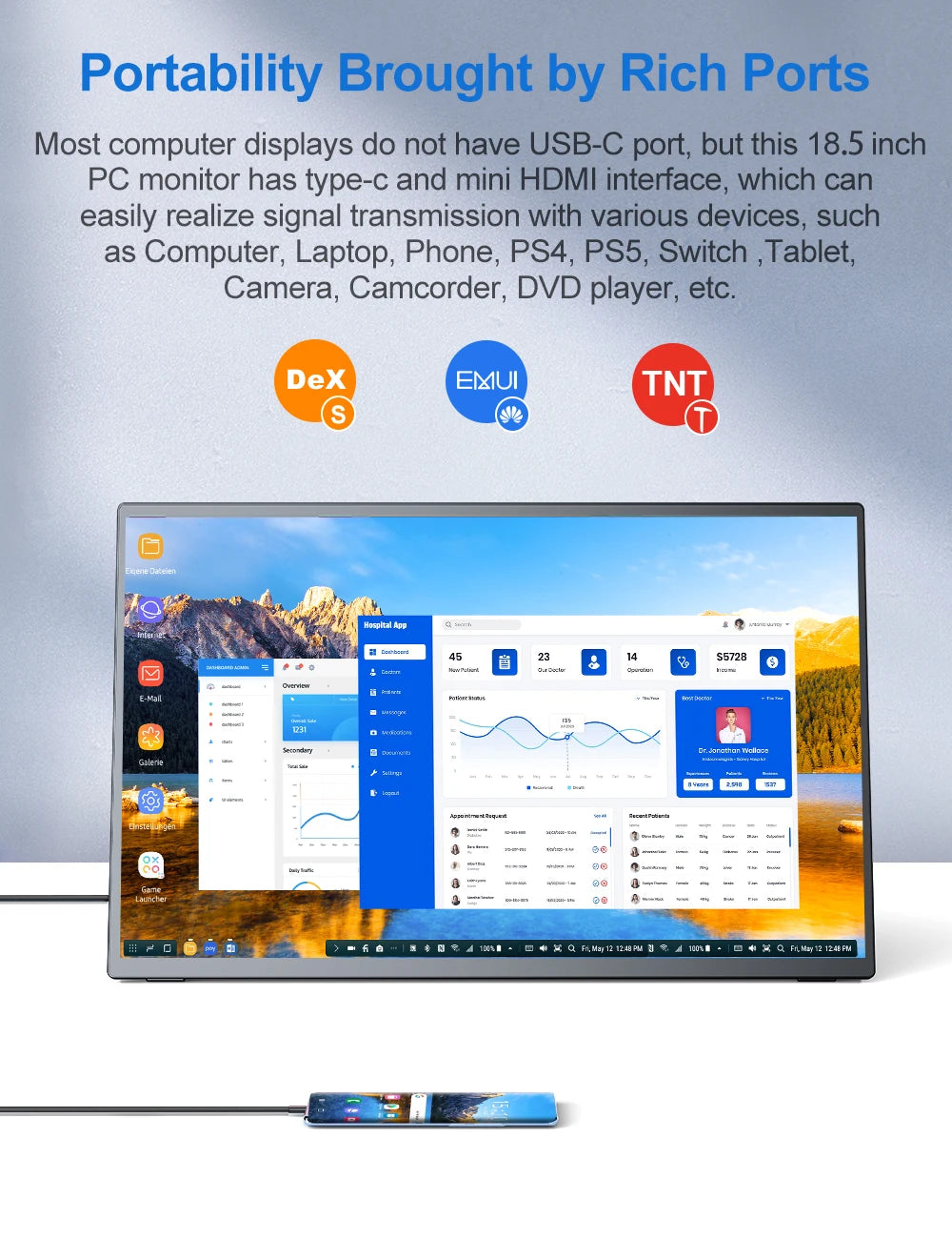 Uperfect 120Hz FHD IPS Monitor With HDMI USB C Speakers