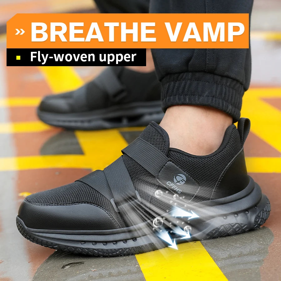 Men's Velcro-Fastened Breathable Casual Work Safety Shoes