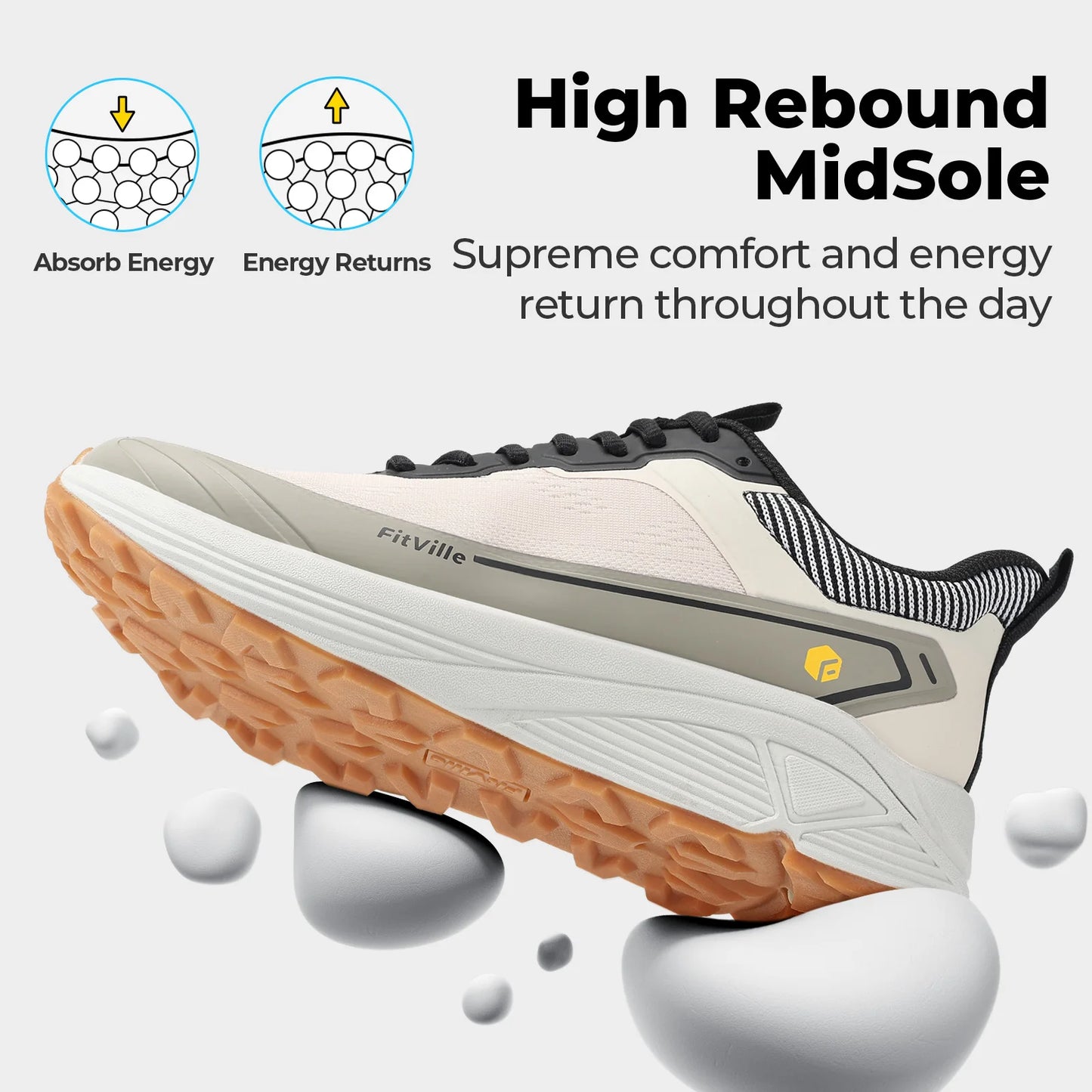 Fitville Men's Wide Toe Box Cushioned Sneakers for Swollen Feet