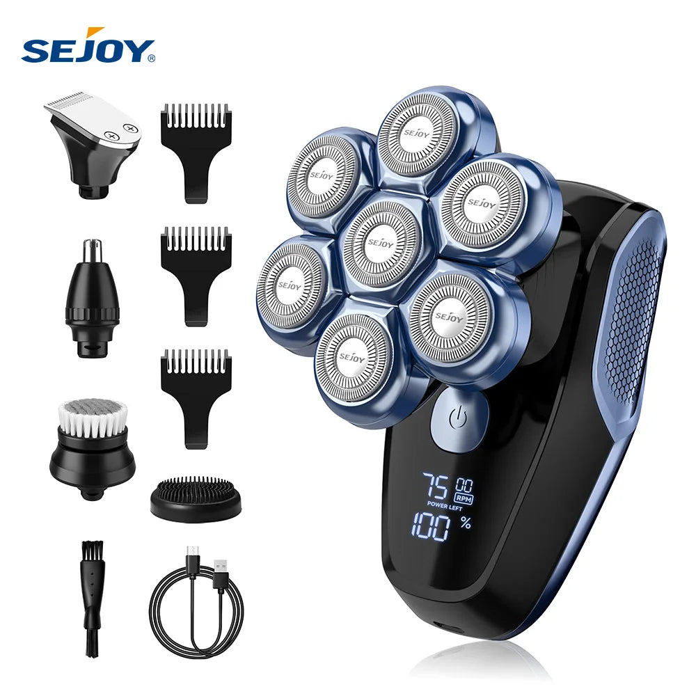 Sejoy 7D Six In One Head Shaver For Bald Men Waterproof Grooming Kit