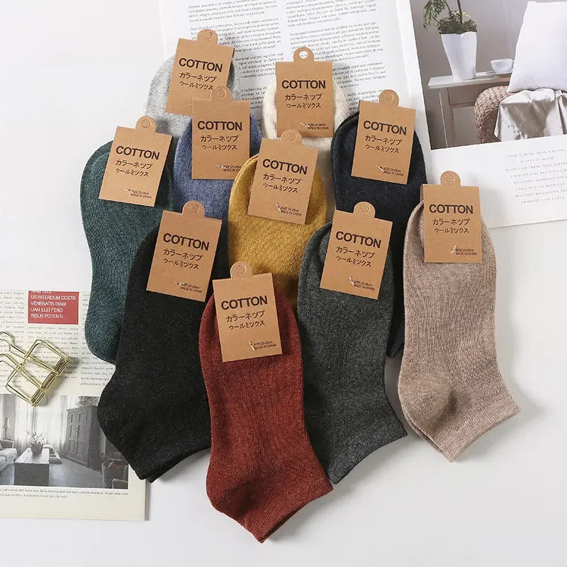 Premium Cotton Men Socks Pack 5 Pairs Breathable Ankle Casual Socks