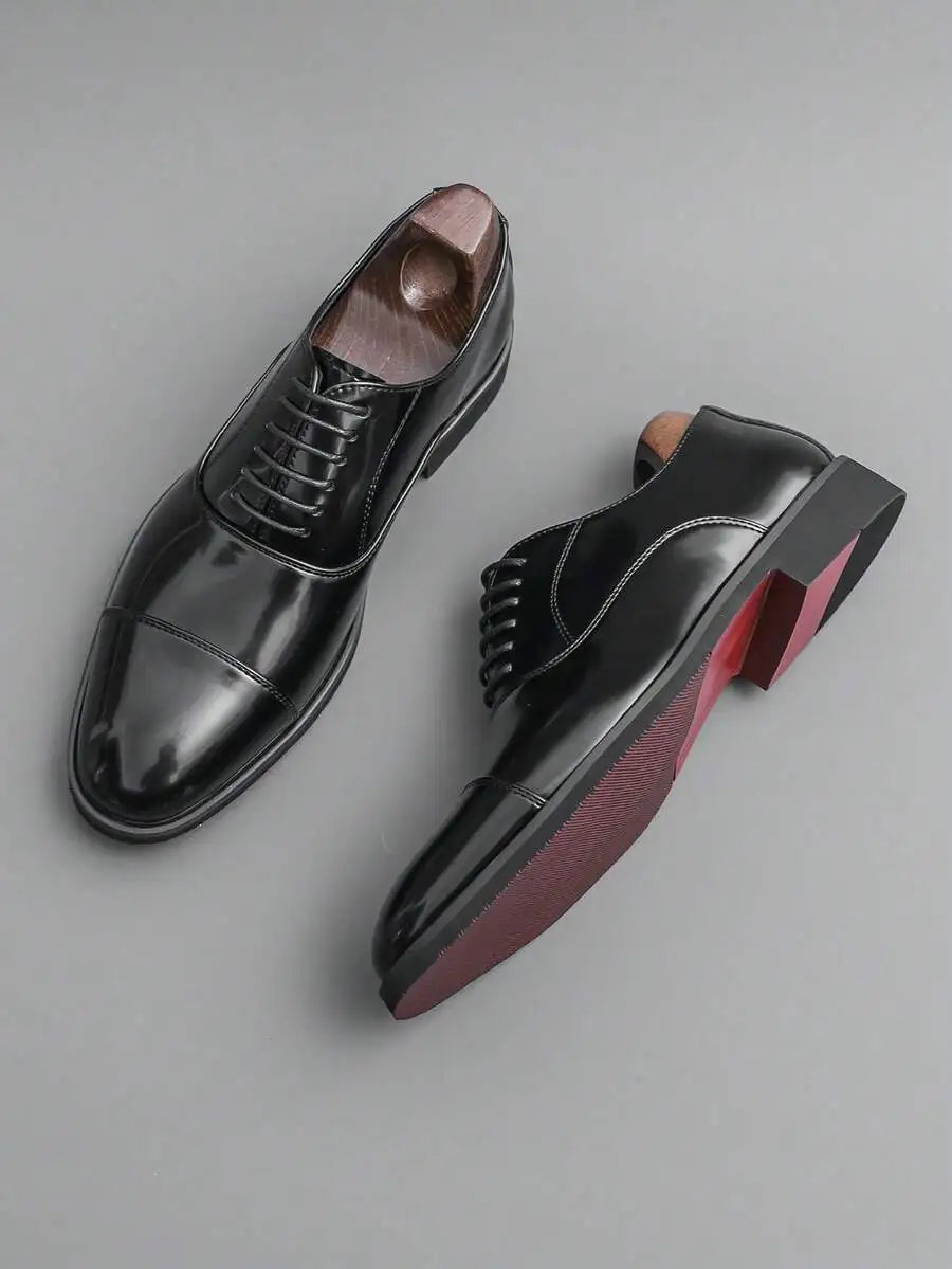 Patent Leather Oxford Derby Brogues For Men Wedding Formal Shoes