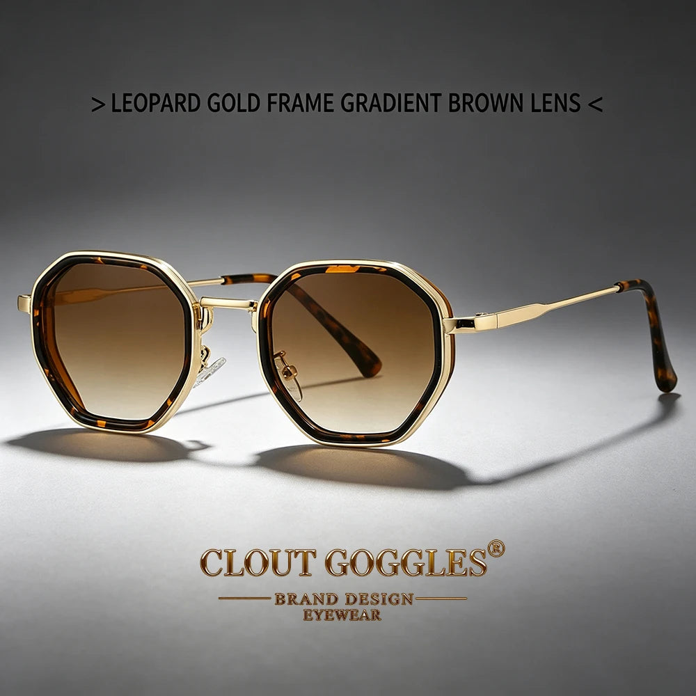 Yooske Classic Metal Polygon Sunglasses Featuring Uv400 Plastic Lenses