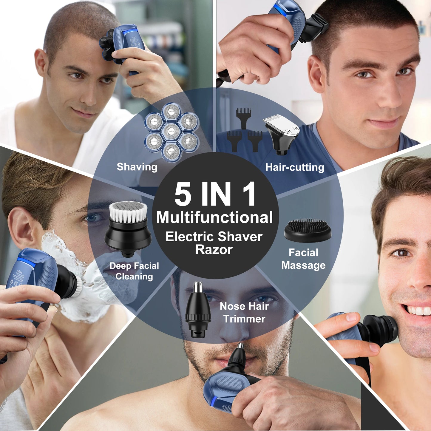 Sejoy 7D Six In One Head Shaver For Bald Men Waterproof Grooming Kit