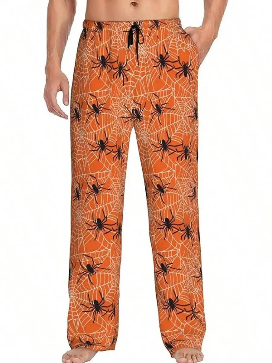 Mens Banana Print Pajama Pants With Pockets Sleep Lounge Pants