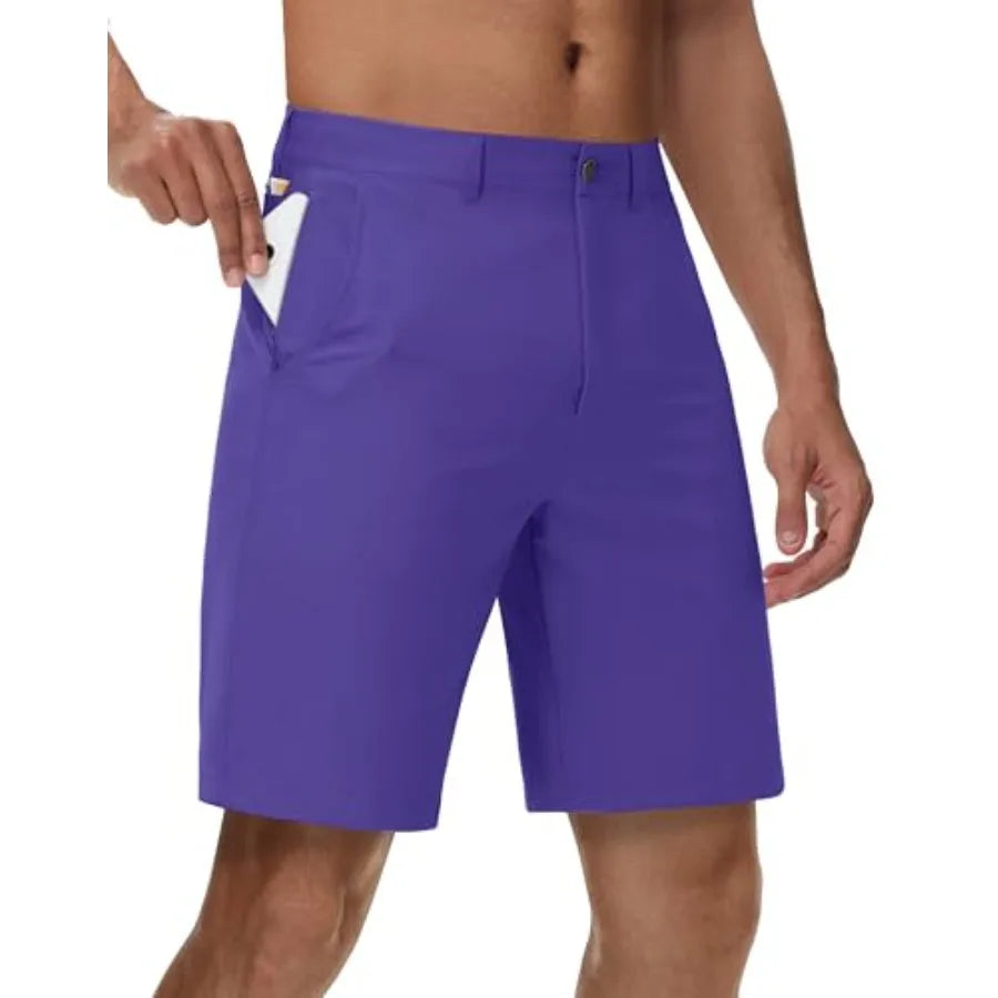 Men's Golf Shorts Stretch Quick Dry Flat Front Hybrid With Zip Pocket