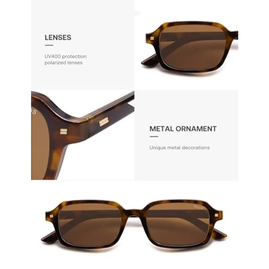 Retro Square Polarized Sunglasses With UV Protection