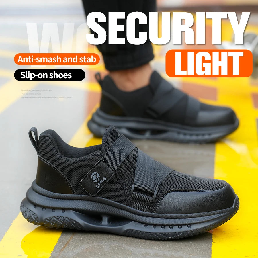 Men's Velcro-Fastened Breathable Casual Work Safety Shoes