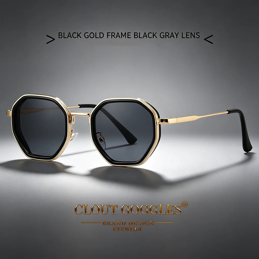 Yooske Classic Metal Polygon Sunglasses Featuring Uv400 Plastic Lenses