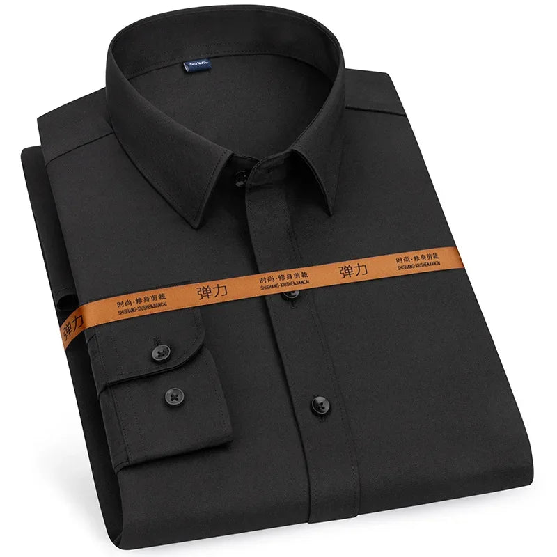 Men's Slim Fit Dress Shirt Long Sleeve Easy Care Polyester