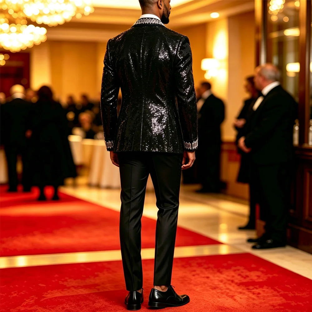 Premium Men Sequined Suit Blazer Stage Performance Jacket