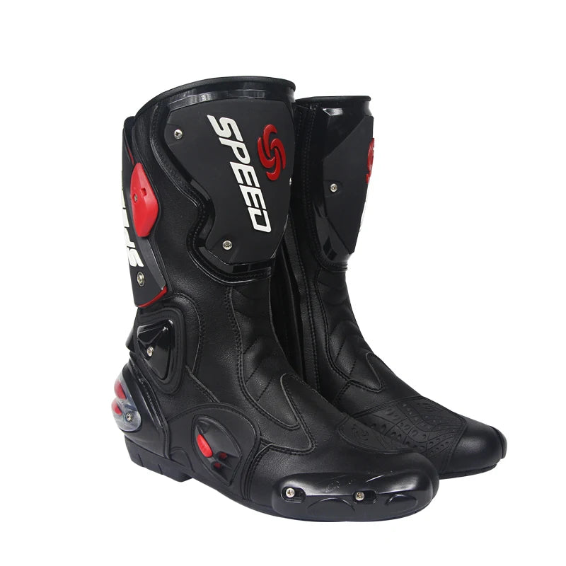 Leather Motorcycle Boots Rubber Outsole Unisex Ankle High