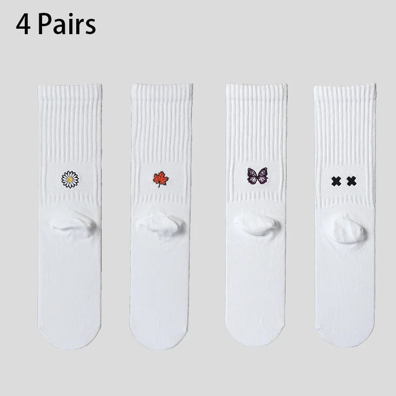 Men's Cotton Cushioned Crew Socks 4 Pairs Breathable Daily Wear
