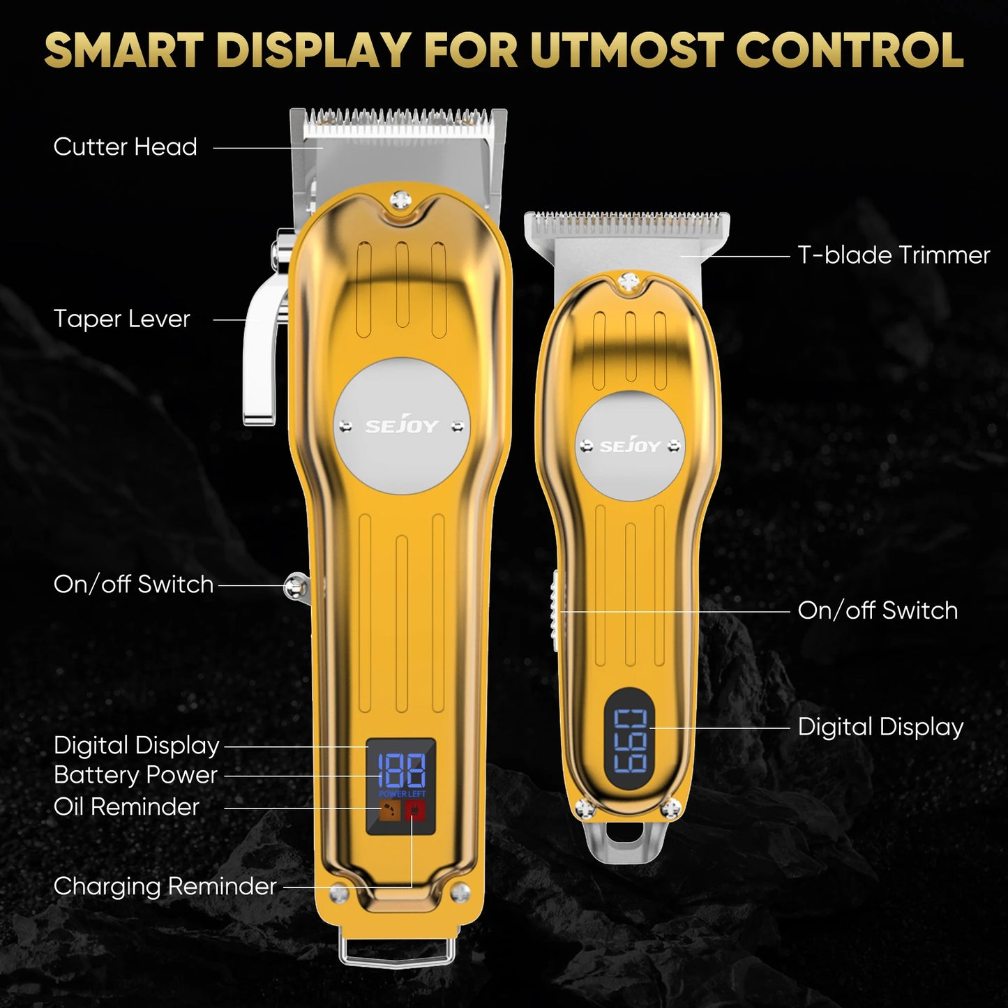 Sejoy Professional Hair Clipper Kit Cordless Rechargeable For Men Barber